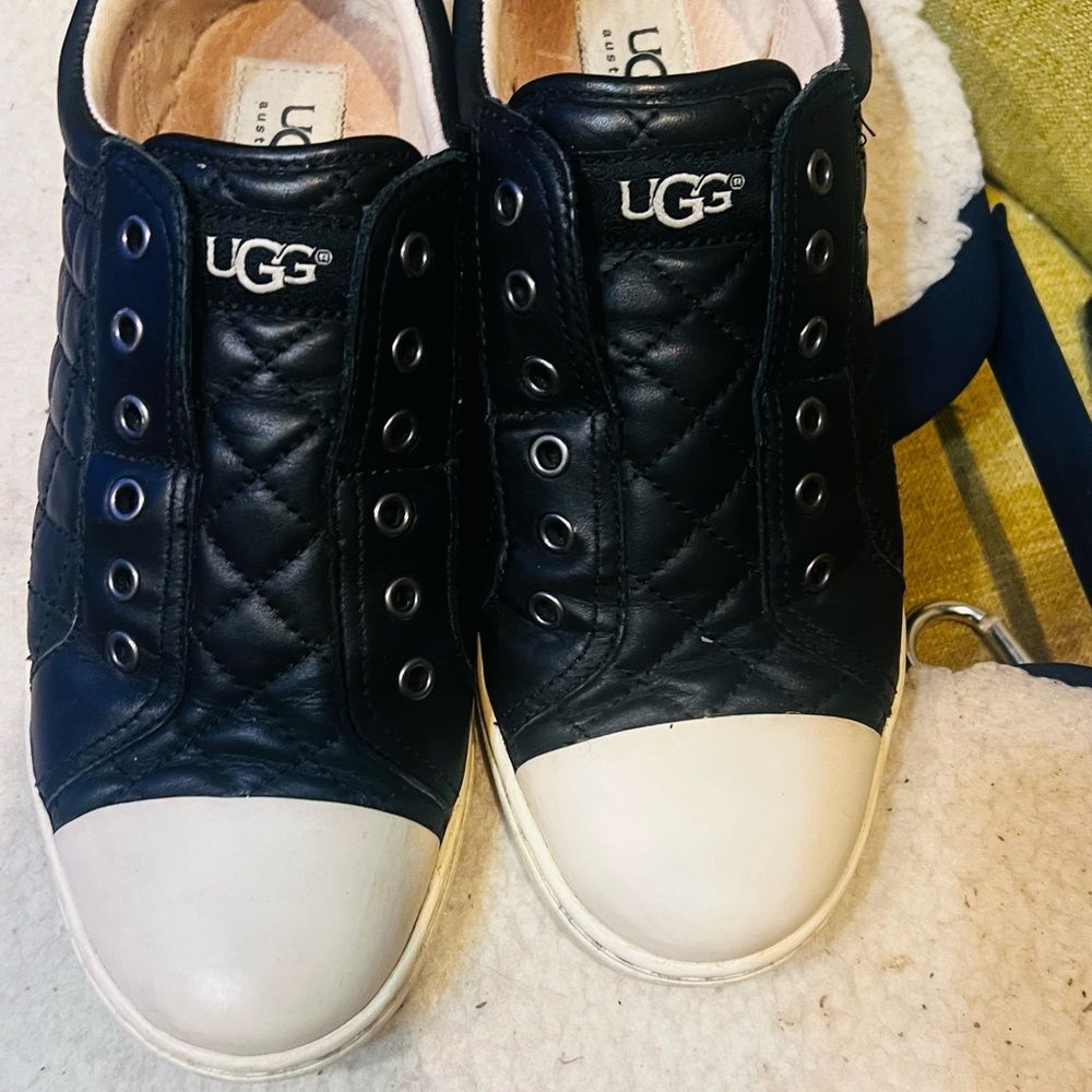 UGG Black Quilted Slip-On Shoes